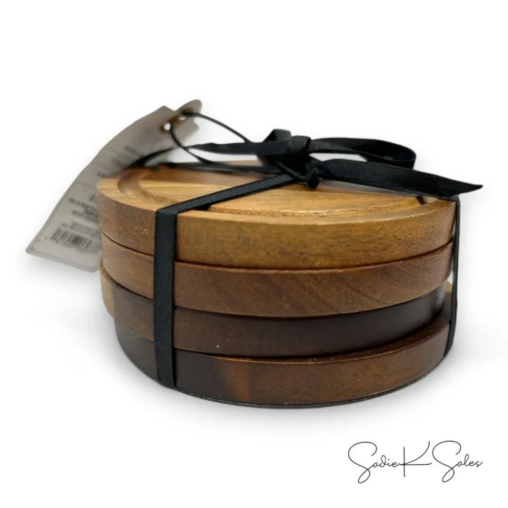 4pk Acacia‎ Wood Coaster Set - Hearth & Hand Magnolia, Target
